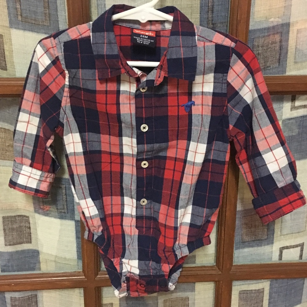 24 Month Wrangler Plaid Button-Up One Piece